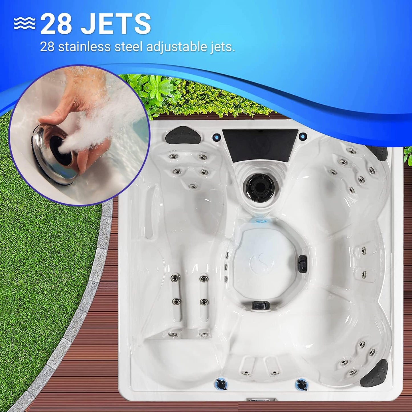 28-Jet Edgewater Hot Tubs, Seats 5-6, with Lounger